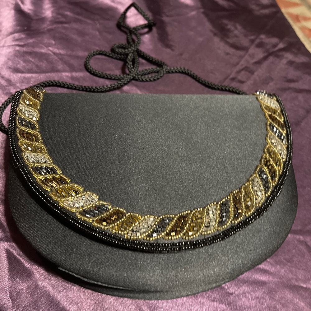 Carolyne Barton clutch bag in evening fabric black with strap